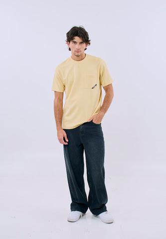 Mossimo Men's Butter Basic with Pocket Regular Fit Tee with Small Logo Back Print