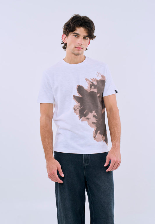 Mossimo Unisex White Abstract Discharge Print Tee