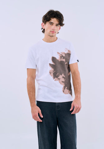 Mossimo Unisex White Abstract Discharge Print Tee