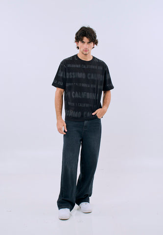Mossimo Men's Black All Over Print California USA Modern Fit Tee