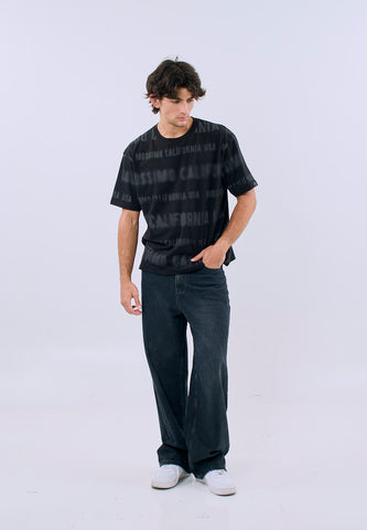 Mossimo Men's Black All Over Print California USA Modern Fit Tee