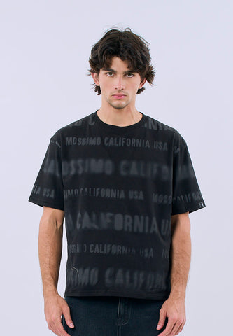 Mossimo Men's Black All Over Print California USA Modern Fit Tee