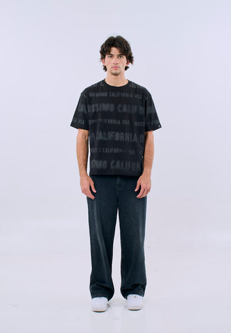 Mossimo Men's Black All Over Print California USA Modern Fit Tee