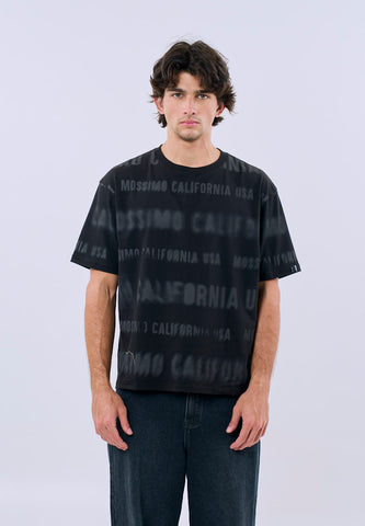 Mossimo Men's Black All Over Print California USA Modern Fit Tee