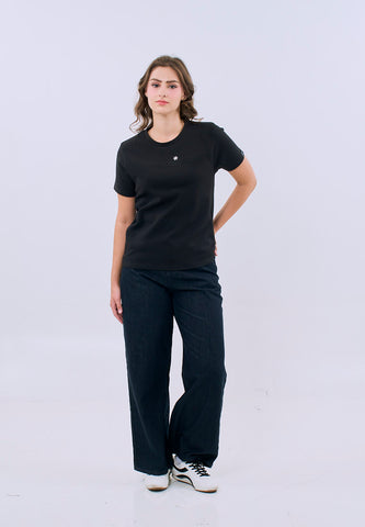 Mossimo Lucienne Black Classic Fit Tee For Women