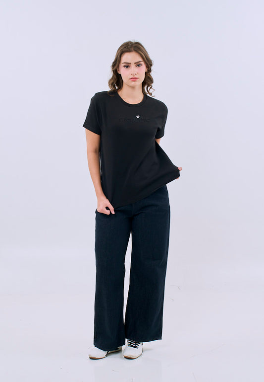 Mossimo Lucienne Black Classic Fit Tee For Women