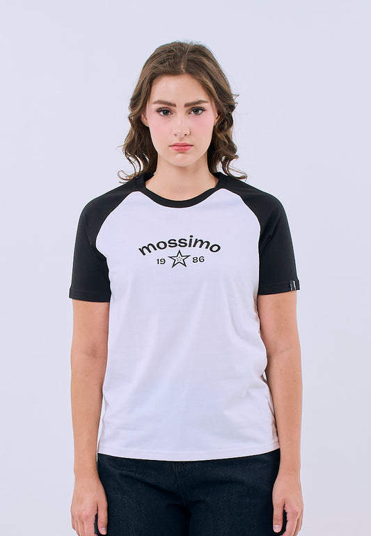 Mossimo Fiorella White Raglan Classic Fit Tee For Women