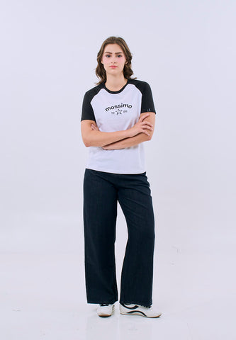 Mossimo Fiorella White Raglan Classic Fit Tee For Women