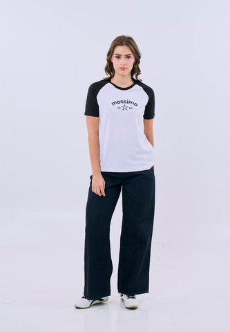 Mossimo Fiorella White Raglan Classic Fit Tee For Women