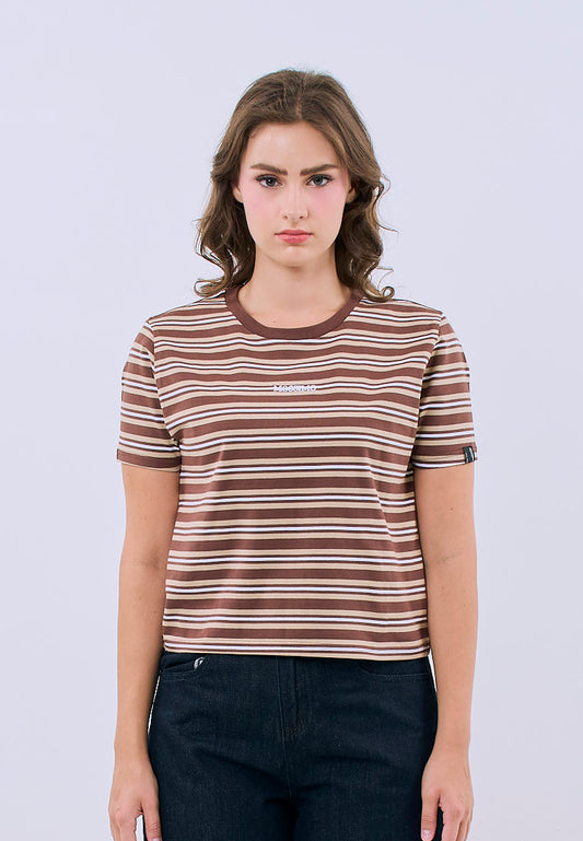Mossimo Elara Rust Stripes Classic Cropped Fit Tee For Women