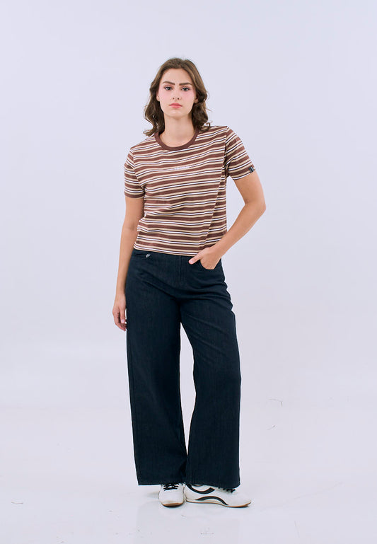 Mossimo Elara Rust Stripes Classic Cropped Fit Tee For Women