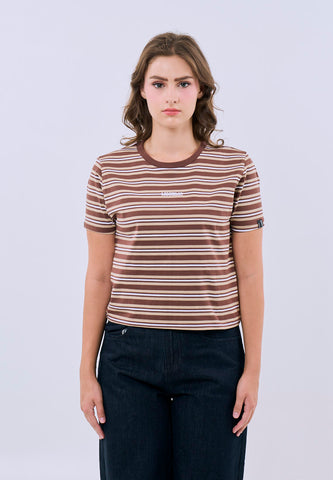 Mossimo Elara Rust Stripes Classic Cropped Fit Tee For Women