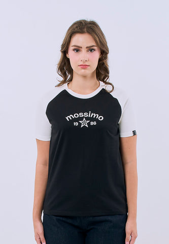 Mossimo Fiorella Black Raglan Classic Fit Tee For Women