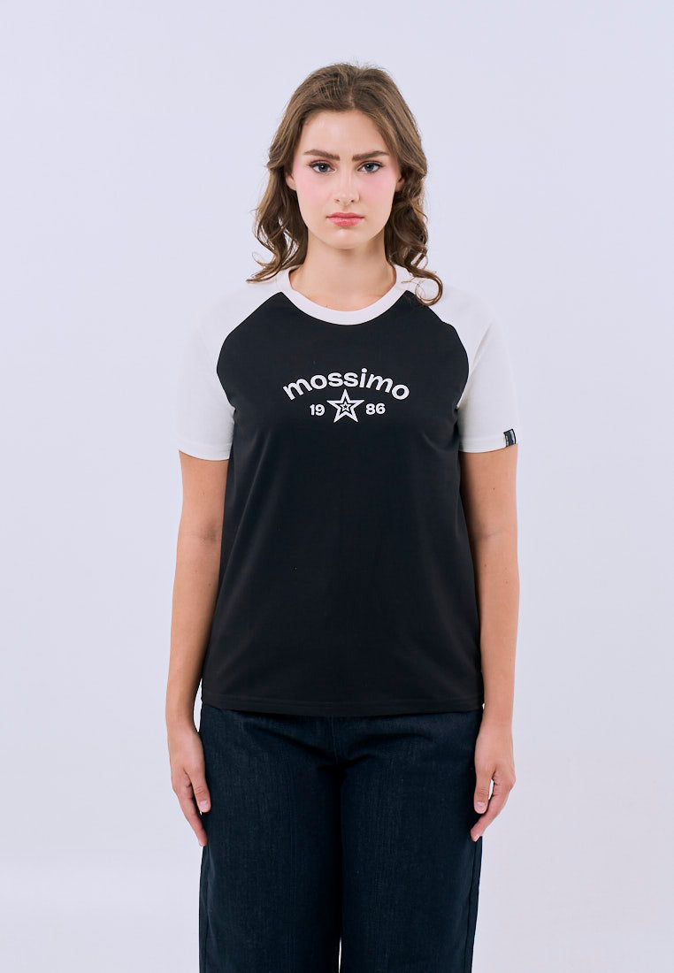 Mossimo Fiorella Black Raglan Classic Fit Tee For Women