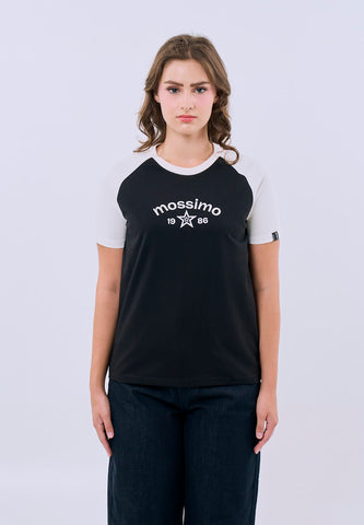 Mossimo Fiorella Black Raglan Classic Fit Tee For Women
