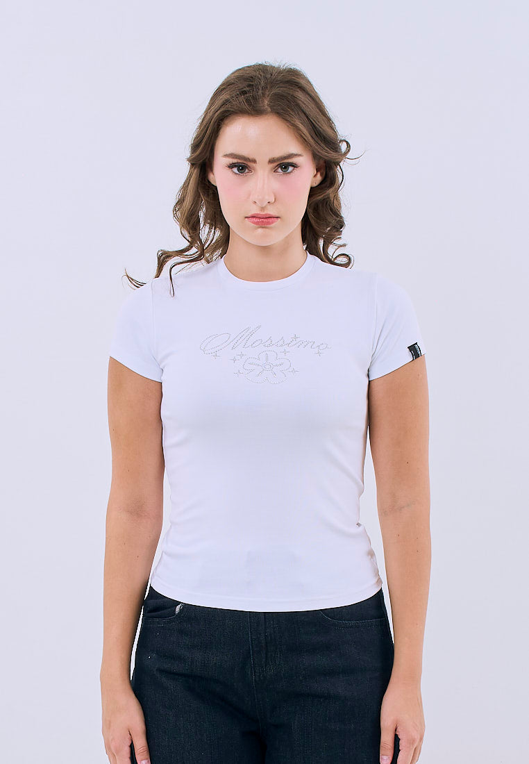 Mossimo Hazel White Body Fitted Tee For Women