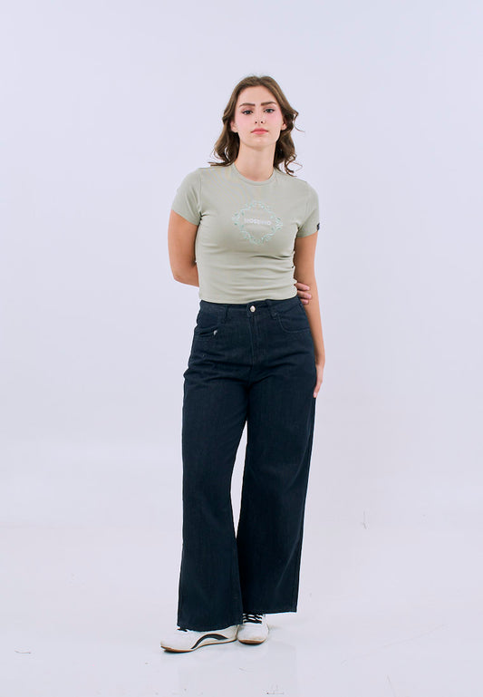 Mossimo Evangeline Pale Green Cropped Body Fitted Tee For Women