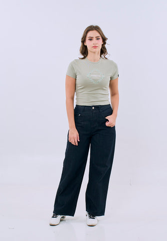 Mossimo Evangeline Pale Green Cropped Body Fitted Tee For Women