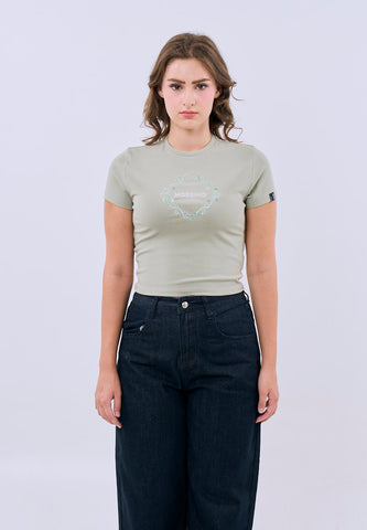 Mossimo Evangeline Pale Green Cropped Body Fitted Tee For Women