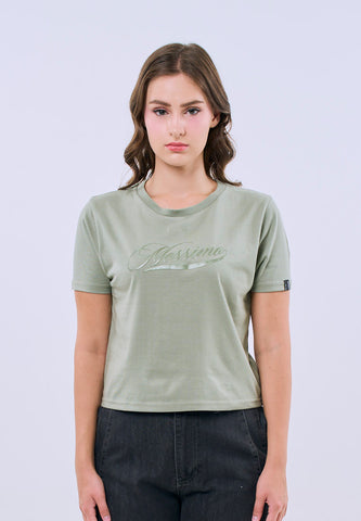 Mossimo Aviana Pale Green Classic Cropped Fit Tee For Women