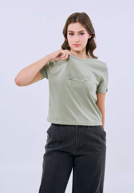 Mossimo Aviana Pale Green Classic Cropped Fit Tee For Women