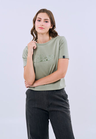 Mossimo Aviana Pale Green Classic Cropped Fit Tee For Women