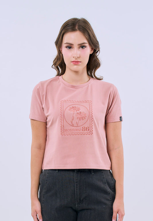 Mossimo Vienna Old Rose Classic Cropped Fit Tee For Women