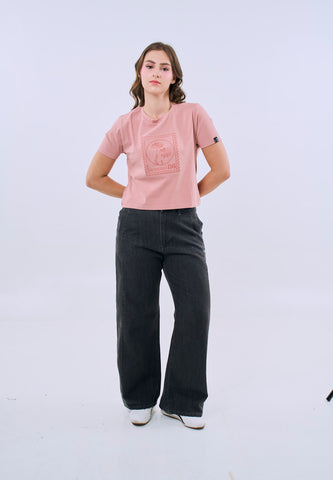 Mossimo Vienna Old Rose Classic Cropped Fit Tee For Women