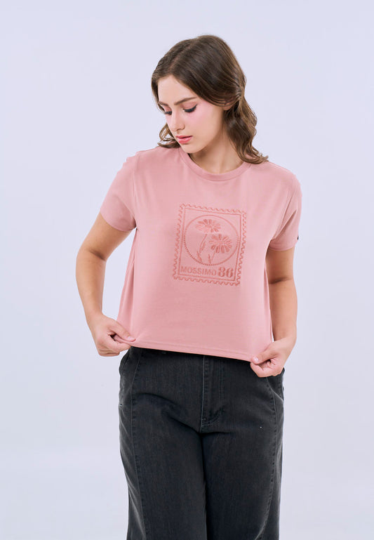 Mossimo Vienna Old Rose Classic Cropped Fit Tee For Women
