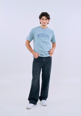 Mossimo Men's Light Blue Modern Fit Tee with Embossed Logo