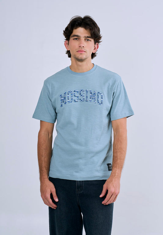 Mossimo Men's Light Blue Modern Fit Tee with Embossed Logo