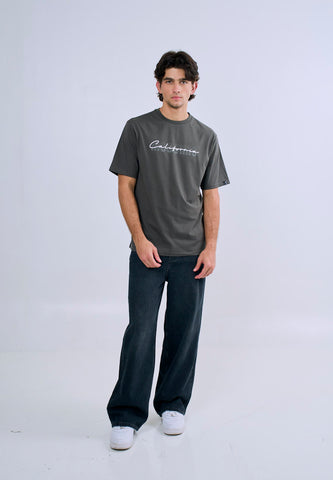 Mossimo Men's Gray Basic Comfort Fit Tee with Logo Print