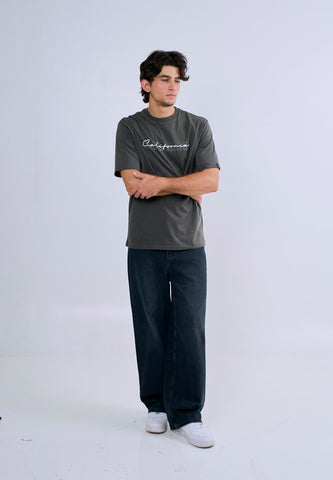 Mossimo Men's Gray Basic Comfort Fit Tee with Logo Print