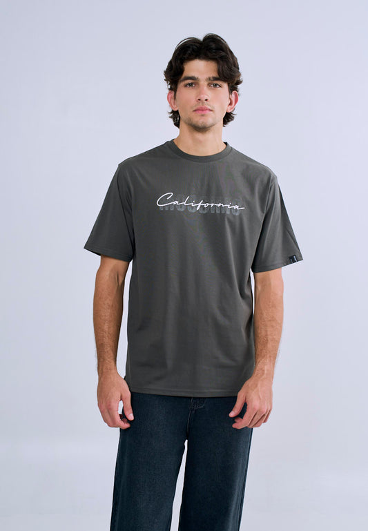 Mossimo Men's Gray Basic Comfort Fit Tee with Logo Print