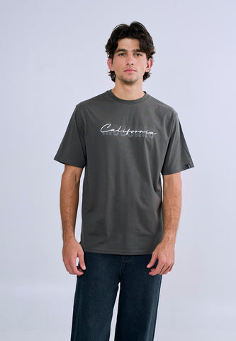 Mossimo Men's Gray Basic Comfort Fit Tee with Logo Print