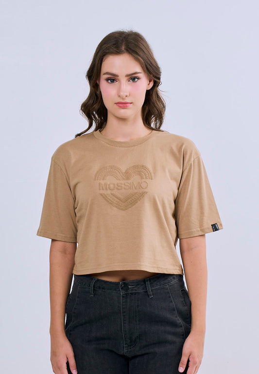 Mossimo Serena Pale Khaki Modern Cropped Fit Tee For Women