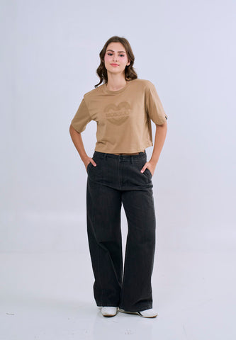 Mossimo Serena Pale Khaki Modern Cropped Fit Tee For Women