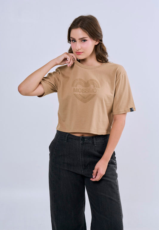 Mossimo Serena Pale Khaki Modern Cropped Fit Tee For Women