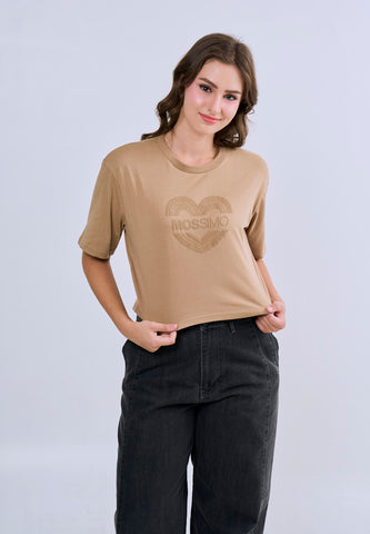 Mossimo Serena Pale Khaki Modern Cropped Fit Tee For Women