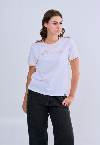Mossimo Elise White Ringer Classic Fit Tee For Women