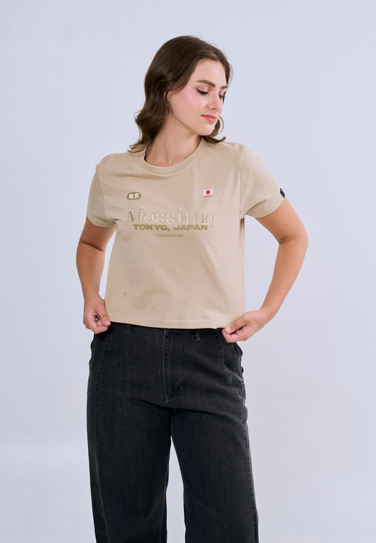 Mossimo Rosalie Brown Classic Cropped Fit Tee For Women