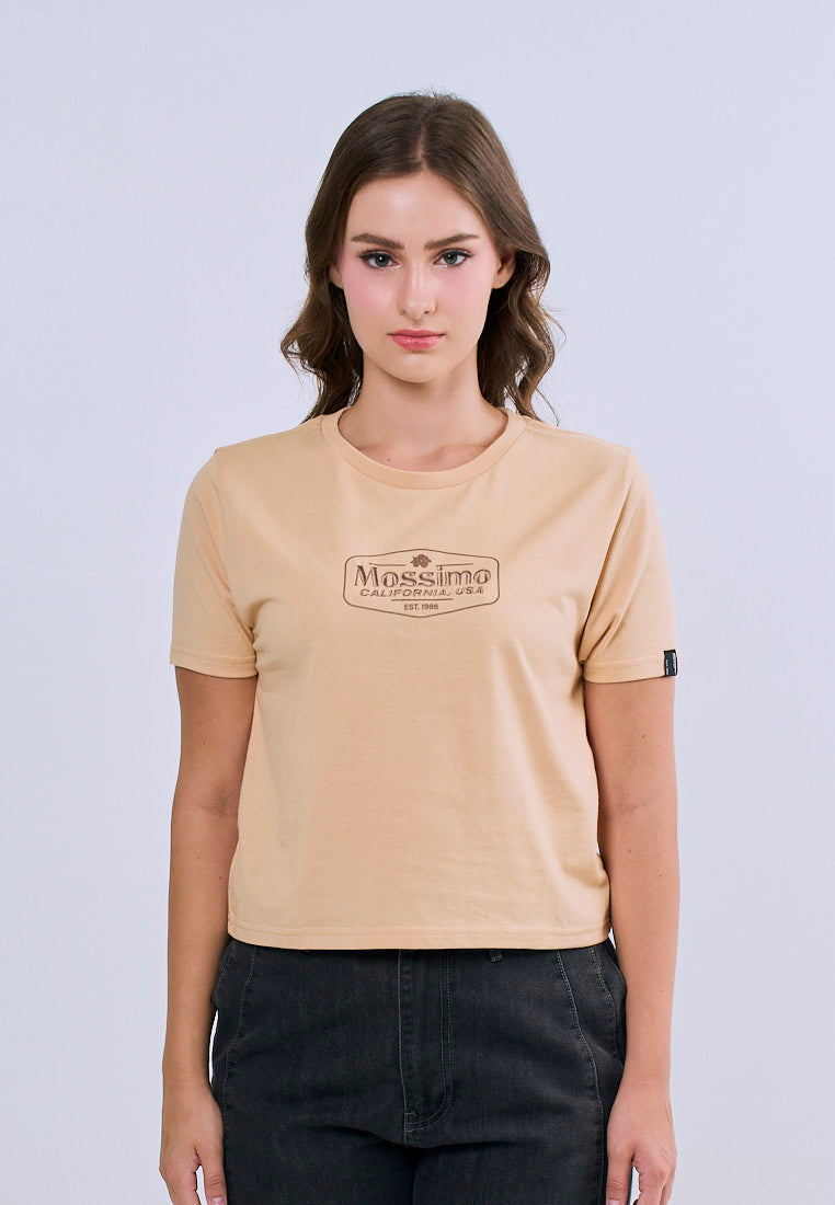 Mossimo Althea Beige Classic Cropped Fit Tee For Women