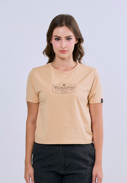 Mossimo Althea Beige Classic Cropped Fit Tee For Women