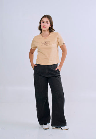 Mossimo Althea Beige Classic Cropped Fit Tee For Women