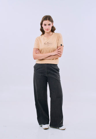 Mossimo Althea Beige Classic Cropped Fit Tee For Women