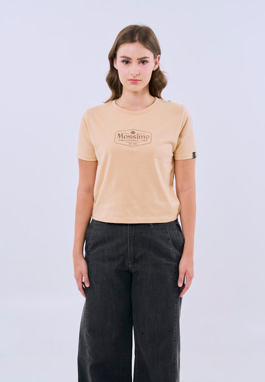 Mossimo Althea Beige Classic Cropped Fit Tee For Women