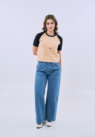 Mossimo Juliette Beige Classic Cropped Fit Tee For Women