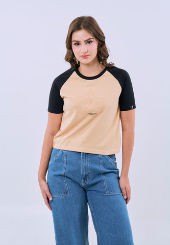 Mossimo Juliette Beige Classic Cropped Fit Tee For Women