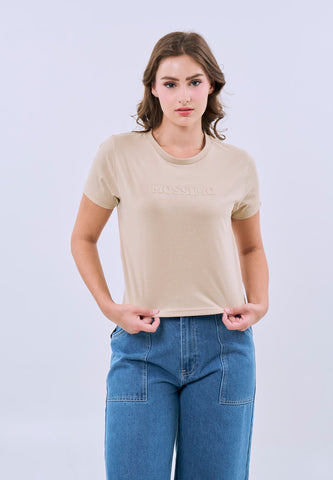 Mossimo Fiora Tan Brown Classic Cropped Fit Tee For Women
