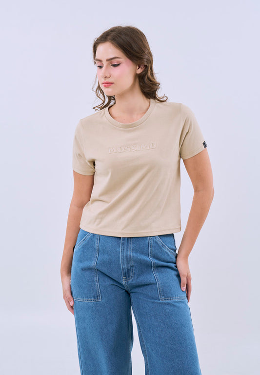 Mossimo Fiora Tan Brown Classic Cropped Fit Tee For Women